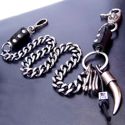 Men's Strong Leash Heavy Horn Metal Wallet Chains Biker Trucker Jean Key Chain • $10.11