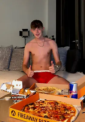 Shirtless Male Handsome College Man Pizza Party In Briefs PHOTO 4X6 H347 • $4.99