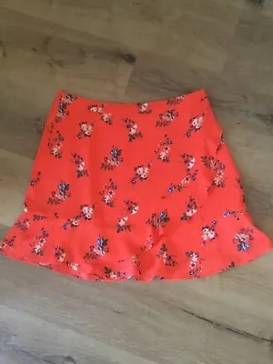 £7.20 • Buy Oasis Ditsy Floral Print Summer Skirt Mini Frill Ruffle Wrap VGC Size 12 Orange