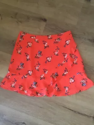 £7.20 • Buy Oasis Ditsy Floral Print Summer Skirt Mini Frill Ruffle Wrap VGC Size 12 Orange