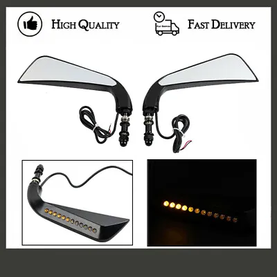 Motorcycle Mirrors LED Turn Signals Light Combo For Softail Slim FLS 2012-2017 • $71.66