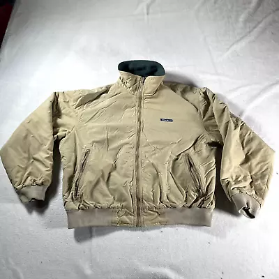 Vintage Eddie Bauer Jacket Mens Large Beige Bomber Windbreaker Fleece Lined Top • $18.99