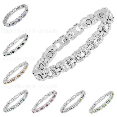 Ladies Magnetic Healing Bracelet Mixed Crystals Bangle Arthritis Pain Relief • £14.99