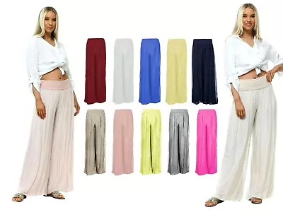 Womens Trousers Lagenlook 100% Silk Quirky Boho Linen Harem Baggy Italian Layer  • £29.99