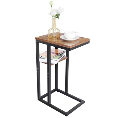 $31.99 • Buy C-Shaped End Side 2 Tiers Snack Table For Sofa Couch Slide Under For Living Room