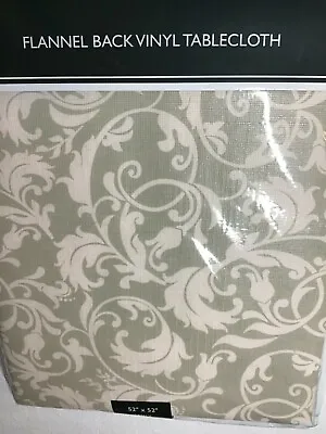 LAURA  ASHLEY EMILY SAGE GREEN TABLECLOTH 52 X 52 SQUARE FLANNELBACK NIP • $13.99