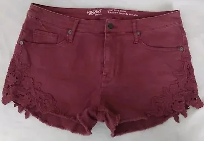 Nw Women Mossimo Burgundy High Rise Cut-off Frayed Super Stretch Lace Shorts 10 • $12.98
