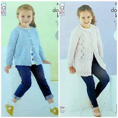 £3.95 • Buy KNITTING PATTERN Childrens Bobble And Lace Cardigans Cherished DK King Cole 5587