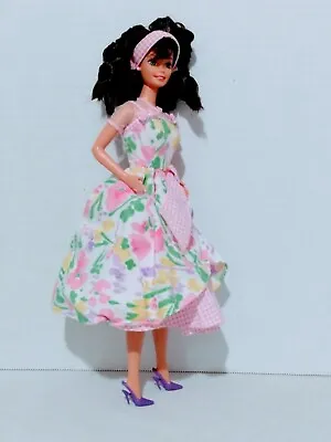 Mattel 1996 Avon Exclusive SPRING PETALS Barbie TERESA Pink Floral Dress     • $11.49