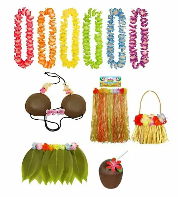 Hawaiian Fancy Dress Costume Ladies Hula Lei Garland Coconut Bra Hen Party Lot • £8.40