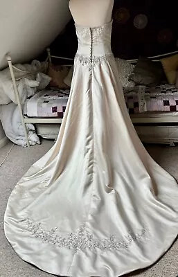 Mori Lee By Madeline Gardner Strapless Satin Beaded Wedding Dress Size 14 • £85