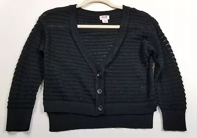 Mossimo Cardigan Women’s Medium Black Long Sleeves V Neck Stretch Crop Sweater • $16.99