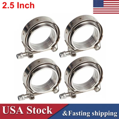 $41.99 • Buy 4X 2.5  V-Band Flange&Clamp Kit For Turbo Exhaust Downpipes Stainless Steel&Iron