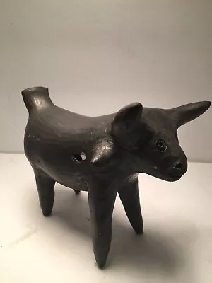 Vintage Oaxaca Pottery Barro Negro BULL Whistle Figurine • $25