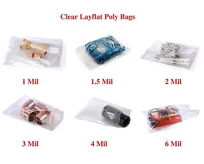 1000 Clear Flat Poly Bags 2-5  MULTIPLE SIZES Plastic Bag Choose MIL • $23.97