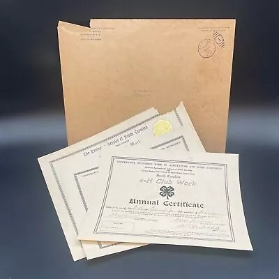 Vintage 4-H Club Paperwork / Certificates - South Carolina - 1938 / 1940 • $9.98