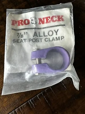 Vintage Old School BMX NOS PRO NECK 7/8 Purple Seat Post Clamp 1986 • $25