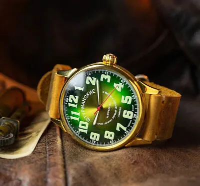 Soviet Military SHTURMANSKIE Gagarin USSR Wristwatch Green Watch For Men • £139.56