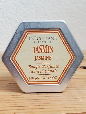 L’Occitane Bougie Parfumee Scented Candle Hexagon Tin RARE Used Jasmine 3.5 OZ • $34.29