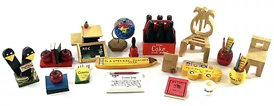 Vintage Lot Of 19 Dollhouse Miniatures Classroom Teacher School And More • $19.96