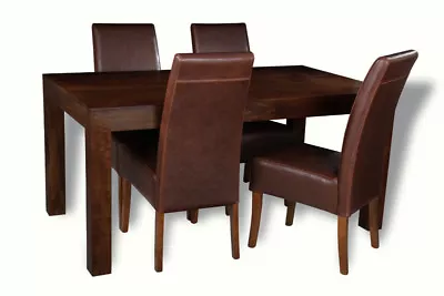 Solid Mango Wood 160cm Dining Table & 4 Madrid Chairs New Furniture  • £789.65