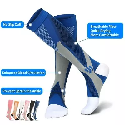 Unisex Medical Compression Socks Varicose Veins Calf Leg Support Stocking Sports • £6.99
