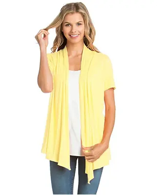 $11.99 • Buy Women's Solid Short Sleeve Cardigan Open Front Wrap Vest Top Plus USA (S-3X) 