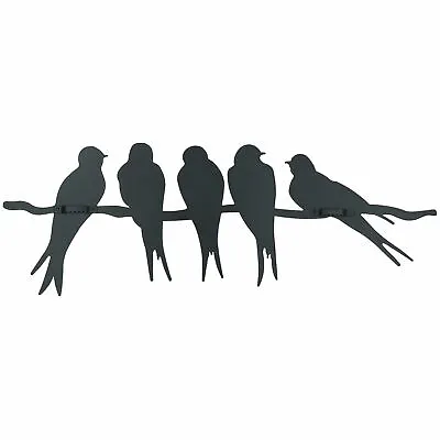 Birds On Wire / Branch Wall Art Metal Silhouette Garden Home Fence Decoration • £13.08