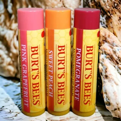 Burt's Bees 3pc Lot Lip Balms ~ Pink Grapefruit Sweet Peach & Pomegranate (x3) • $12.99