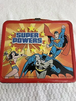 Vntg 1983 Aladdin SUPER POWERS Metal Lunchbox DC Comics - Action Figure Toy Line • $50