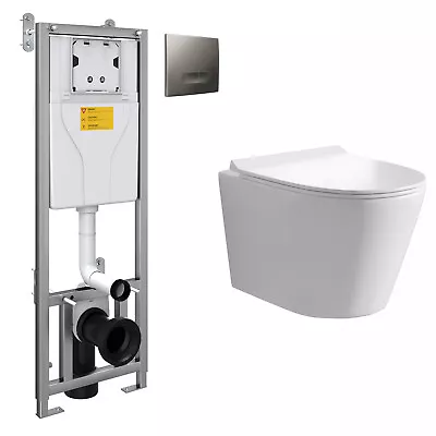 Nes Home Moxley Wall Hung Rimless Toilet Pan  And WC Framed Cistern • £209.99