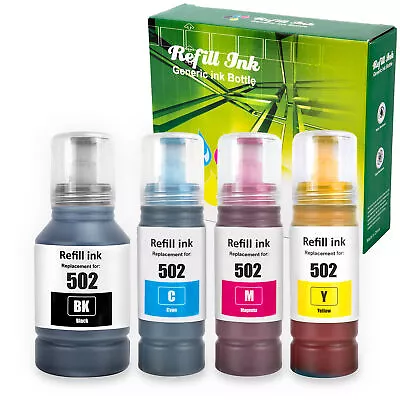 Refill Ink Bottle For Epson EcoTank 502 ET-4760 ET-2760 ET-2750 ET-3760 ET-2850 • $13.95