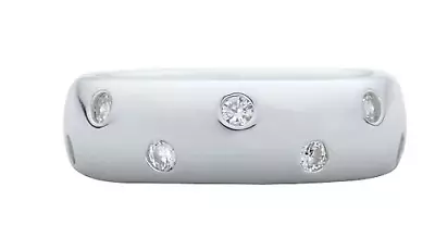 QVC Epiphany Platinum Clad Diamonique Scattered Stone Silk Fit Band Size 6 • $38.99