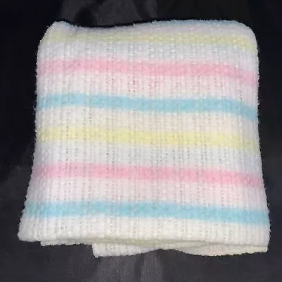 Vintage Beacon WPL 1675 Acrylic Baby Blanket Pastel Stripes 40x30 Waffle Weave • $24.99