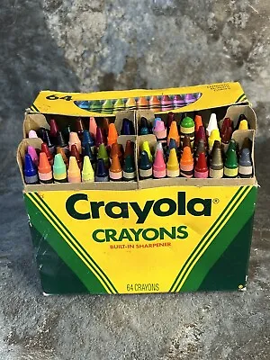 Vintage Crayola Crayons Smith & Binney Box Of 63 W/ Sharpener 1990 Read • $12.44