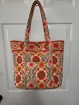 Vera Bradley Folkloric Tote Bag Pink Orange Green Shoulder Bag 18 X 14 X 6 • $22