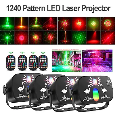 4Pcs Party Laser Projector Stage Light LED RGB Strobe KTV Club DJ Disco & Remote • £15.99
