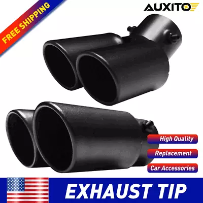 Black Dual Exhaust Tip 2.4  Inlet 2.5  Outlet Stainless Steel Bolt On Universal • $19.99