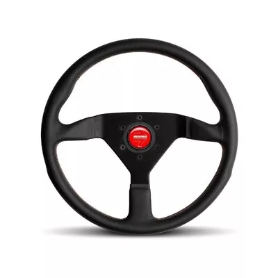 Momo Monte Carlo 320MM Black Leather Steering Wheel W/ Red Stitching MCL32BK3B • $239