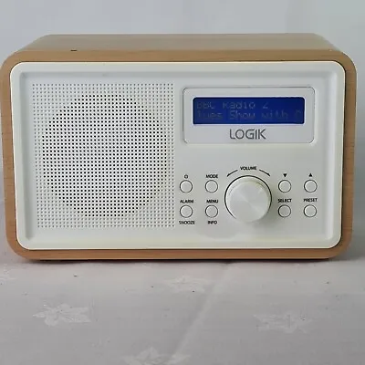 £8 • Buy Logik  Portable DAB FM Digital Radio Dual Alarm Clock, Wooden Retro With Snooze
