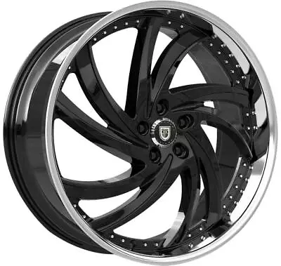 24 Inch 24x9 Lexani TURBINE Gloss Black SS LIP Wheels Rims 5x4.75 5x120.65 +15 • $3044.24