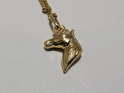 9CT Yellow Gold Horse Head Pendant/Chain Necklace • £160