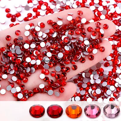 Red Siam Crystal Flat Back Rhinestones Glitter Glass Gems Nail Art Decor Beads • $2.99