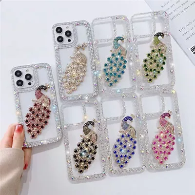 3D Diamond PEACOCK Luxury Glitter Bling Clear Cover Case For HTC Desire Phone • $10.99