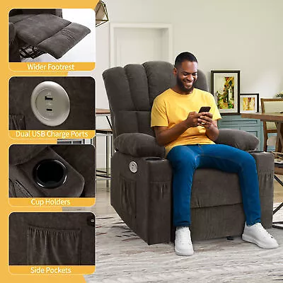 Glider Rocker Recliner Chair For Elderly With Massage And Heat Manual Rocking • $315.80