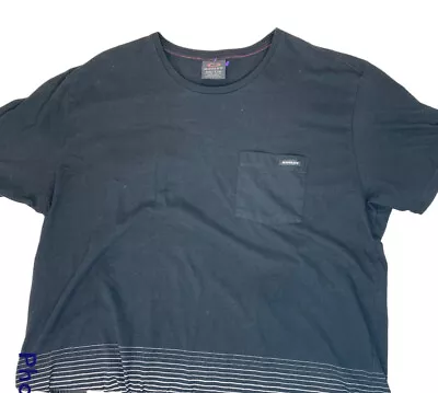 Oakley T Shirt 2XL Short Sleeve XXl Mens Pocket Black Gray Stripe Crewneck • $14.95