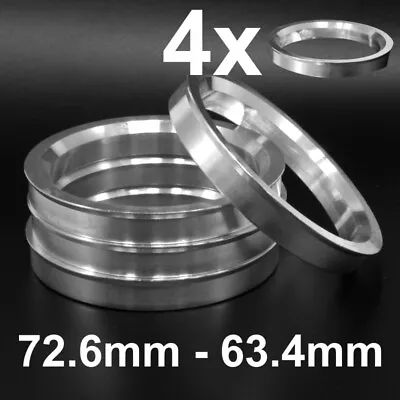 4x Aluminium Metal Spigot Rings 726-634 Car Alloy Wheel Hub Centric 72.6-63.4 • $12.89