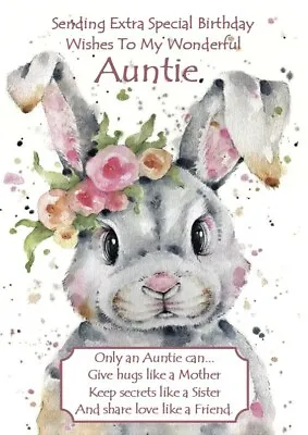 £3.99 • Buy NEW 'Happy Birthday Wonderful Auntie' - A5 Birthday Card Auntie Keepsake Love