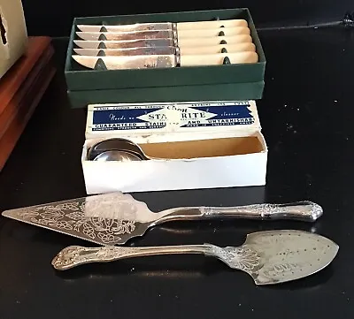 Vintage Job Lot Of Stainless & Silver Plate Cutlery Incl. Falstaff Cake Servers • £12.50