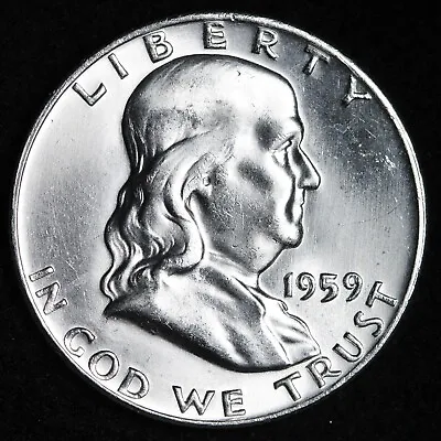 Gem Bu Uncirculated Unc Ms 1959-d Silver  franklin Half Dollar brilliant Luster • $30.44